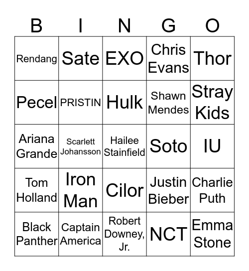 Mingikyung Bingo Card