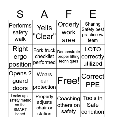 Safety Bingo Card