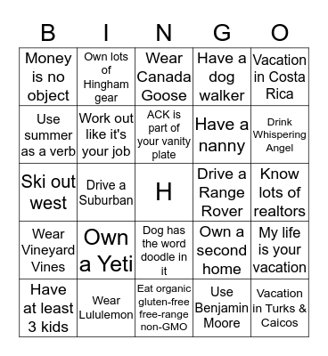 Are You Hingham Enough? Bingo Card