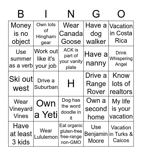 Are You Hingham Enough? Bingo Card