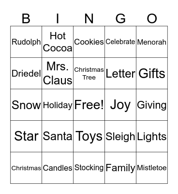 Holiday Bingo Card