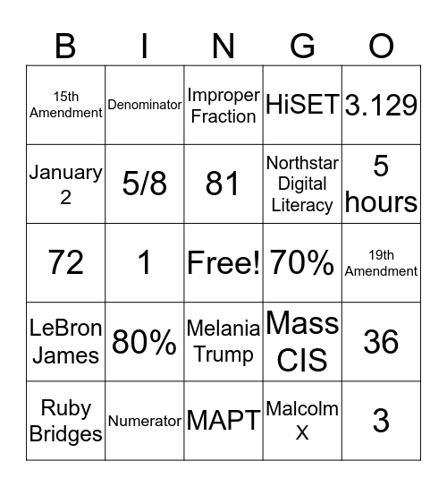 MWCC Bingo Card