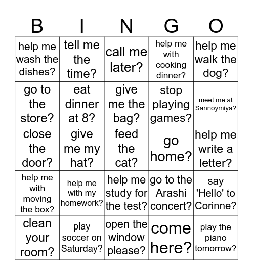 Can you... Bingo Card