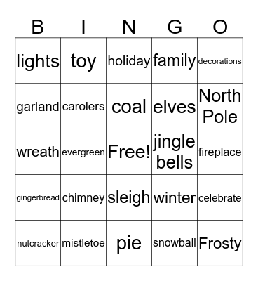 Mr. Hannon's Christmas Bingo Card