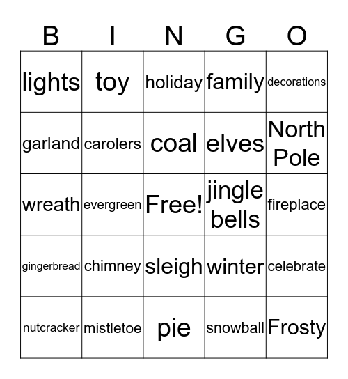 Mr. Hannon's Christmas Bingo Card