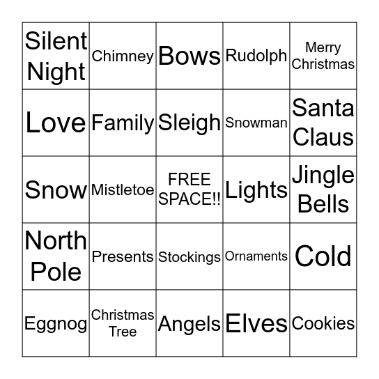 Christmas BINGO Card
