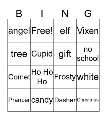 Christmas Bingo Card