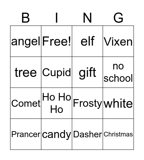 Christmas Bingo Card