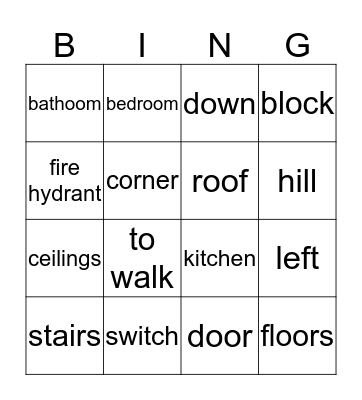 Visiting a House in the Neighbohoood Bingo Card