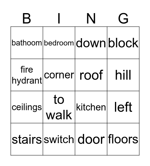 Visiting a House in the Neighbohoood Bingo Card