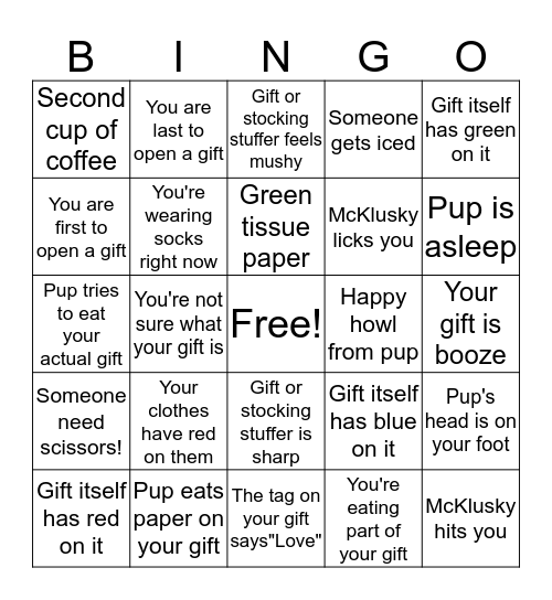 Christmas With the Wisharts Bingo Card