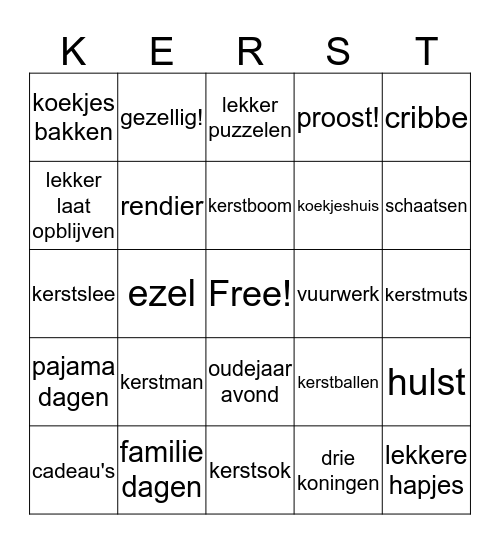 Feestdagen Bingo Card