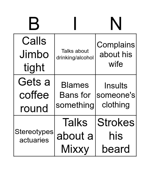 Suky Bingo Card