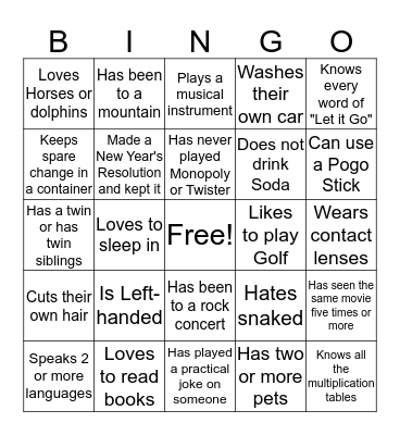 Untitled Bingo Card
