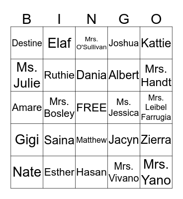 Waldron HW Club End of Year Bingo Card