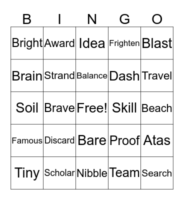 Vocabulary  Bingo Card