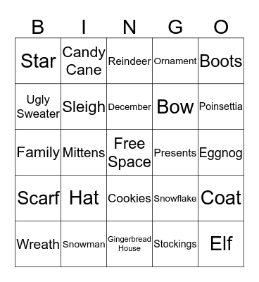 Holiday Bingo Card