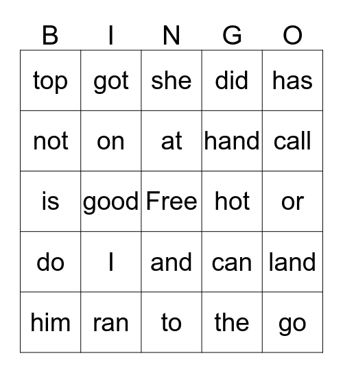 Reading Bingo Card