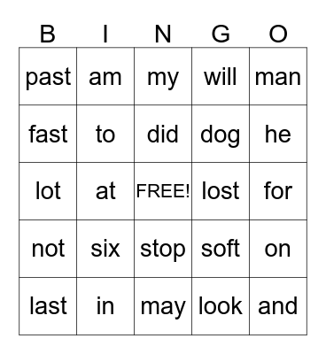 Reading Bingo Card