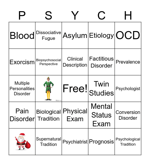 Abnormal Psychology Bingo Card