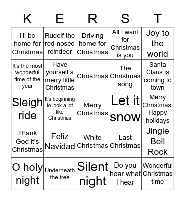 Kerstliedjes Bingo Card