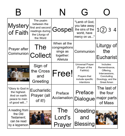 Parts of Mass Bingo Card