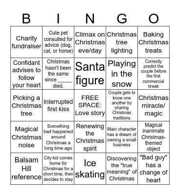 Hallmark Christmas Movie Bingo Card