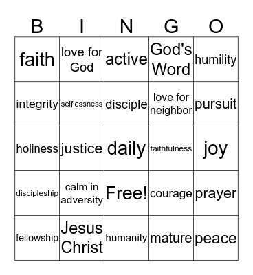 Discipleship BINGO Card