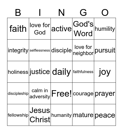 Discipleship BINGO Card