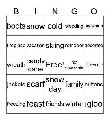 Bingo for Winter Bingo Card