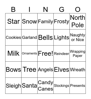 Christmas Bingo Card
