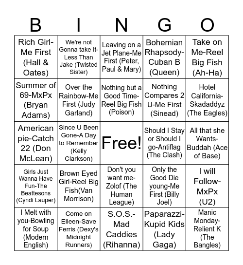 BB4 "Ska" Covers! Bingo Card