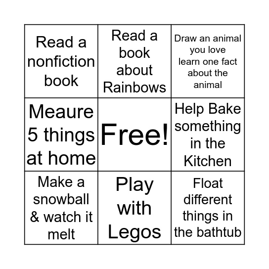 S.T.R.E.A.M Bingo Card