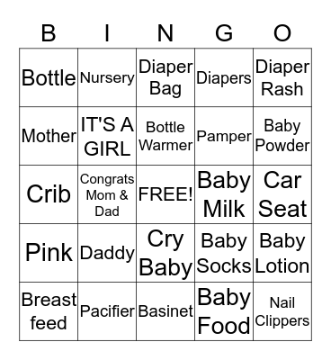 Baby  Bingo Card