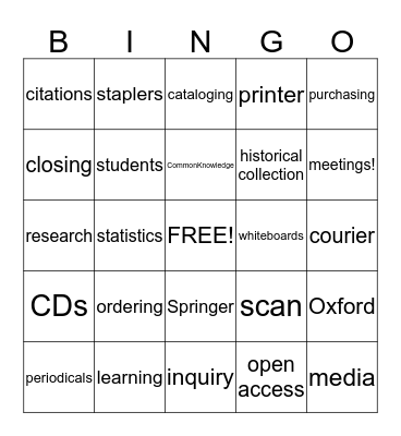 library Bingo Card