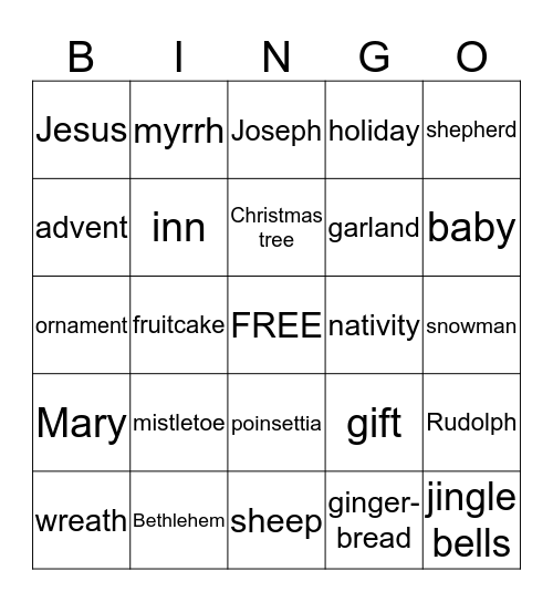C H R I S T M A S Bingo Card