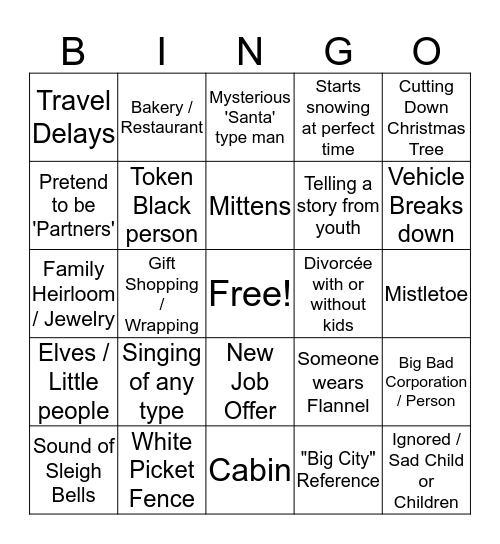 Christmas Movie Bingo Card