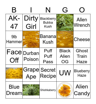 Strains Bingo Card