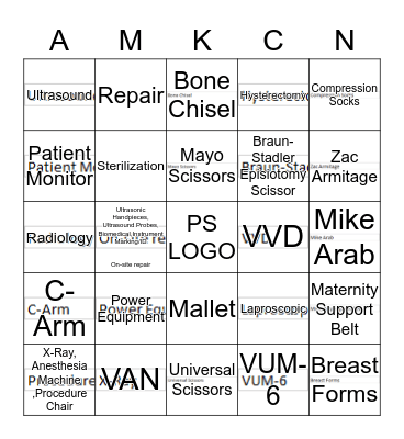 Pacific Surgical Binga Bingo Card