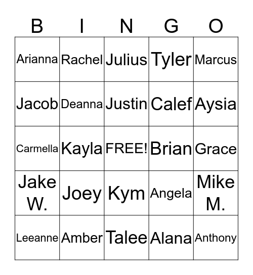 Group Bingo Card