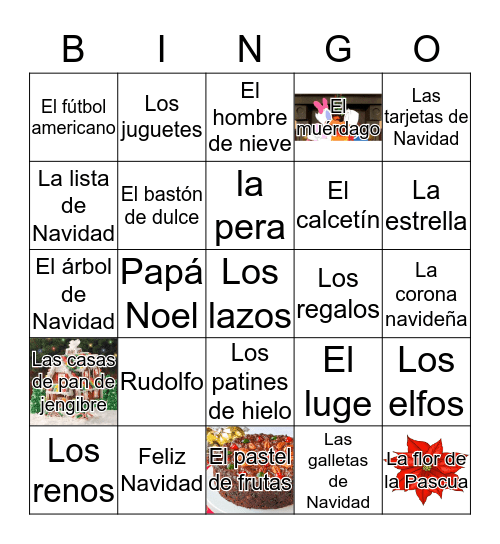 Christmas Bingo(Spanish) Bingo Card