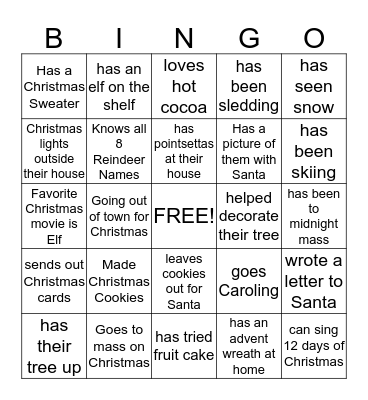 Christmas Bingo Card