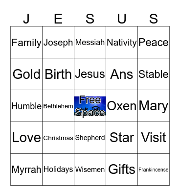 HAPPY BIRTHDAY JESUS Bingo Card