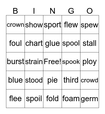 Vowel Team Bingo Card