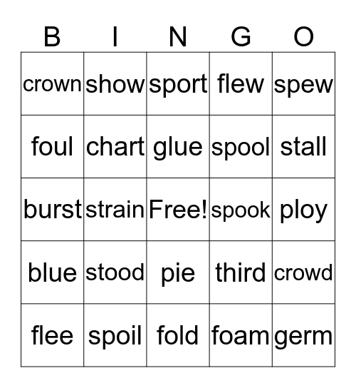 Vowel Team Bingo Card