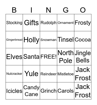 Holiday Bingo Card