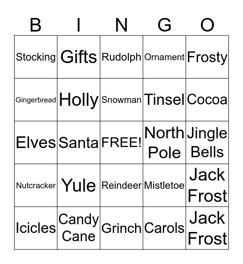 Holiday Bingo Card