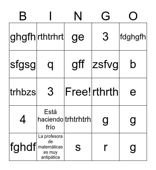 Spanish Bingo  Bingo Card