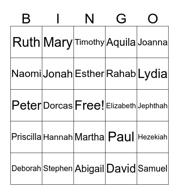 Bible Bingo Card