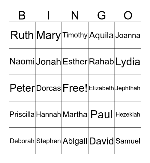 Bible Bingo Card